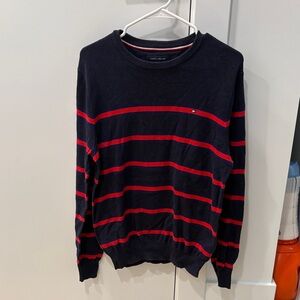Tommy Hilfiger Women's Navy and Red Striped Sweater